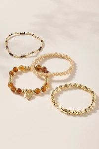 Mari Heart Beaded Stretch Bracelet Set