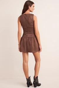Christie Drop Waist Faux Suede Mini Dress
