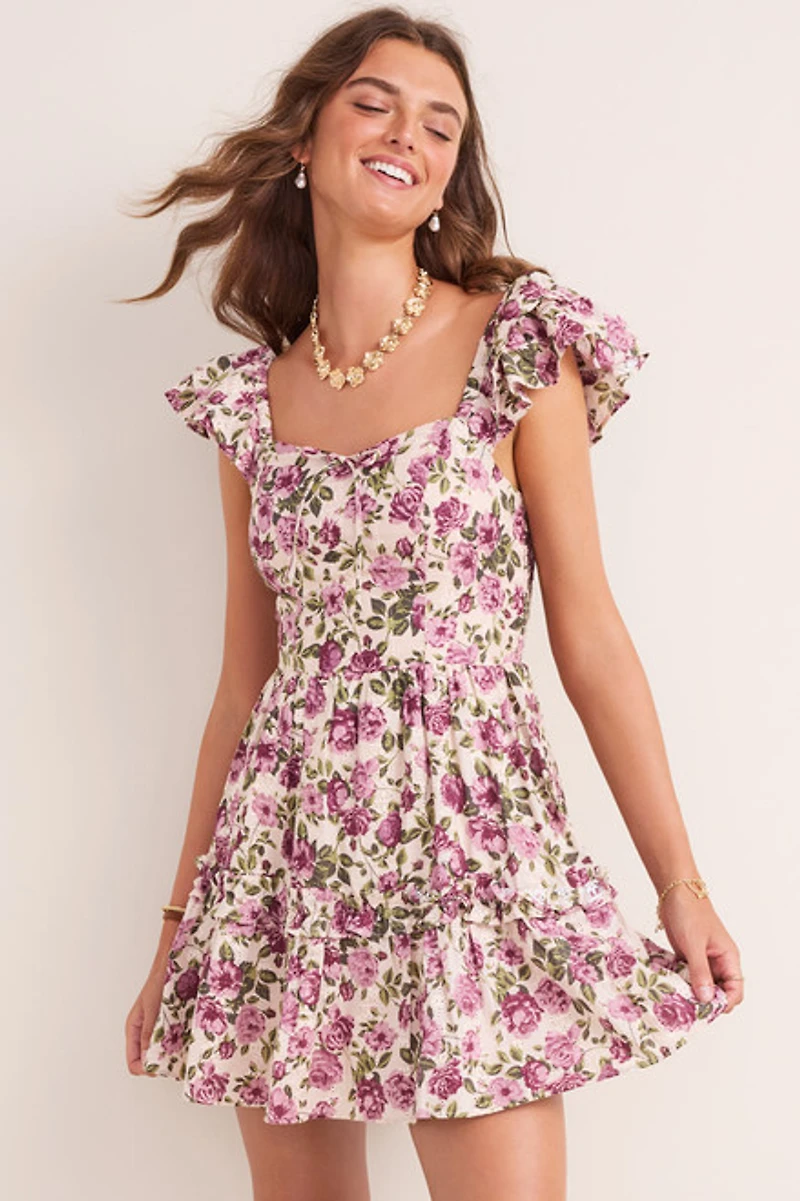 Mary Floral Tiered Mini Dress