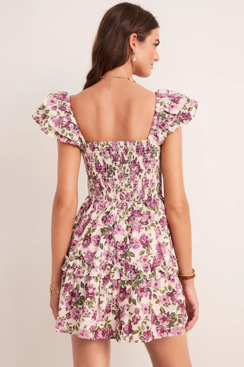Mary Floral Tiered Mini Dress