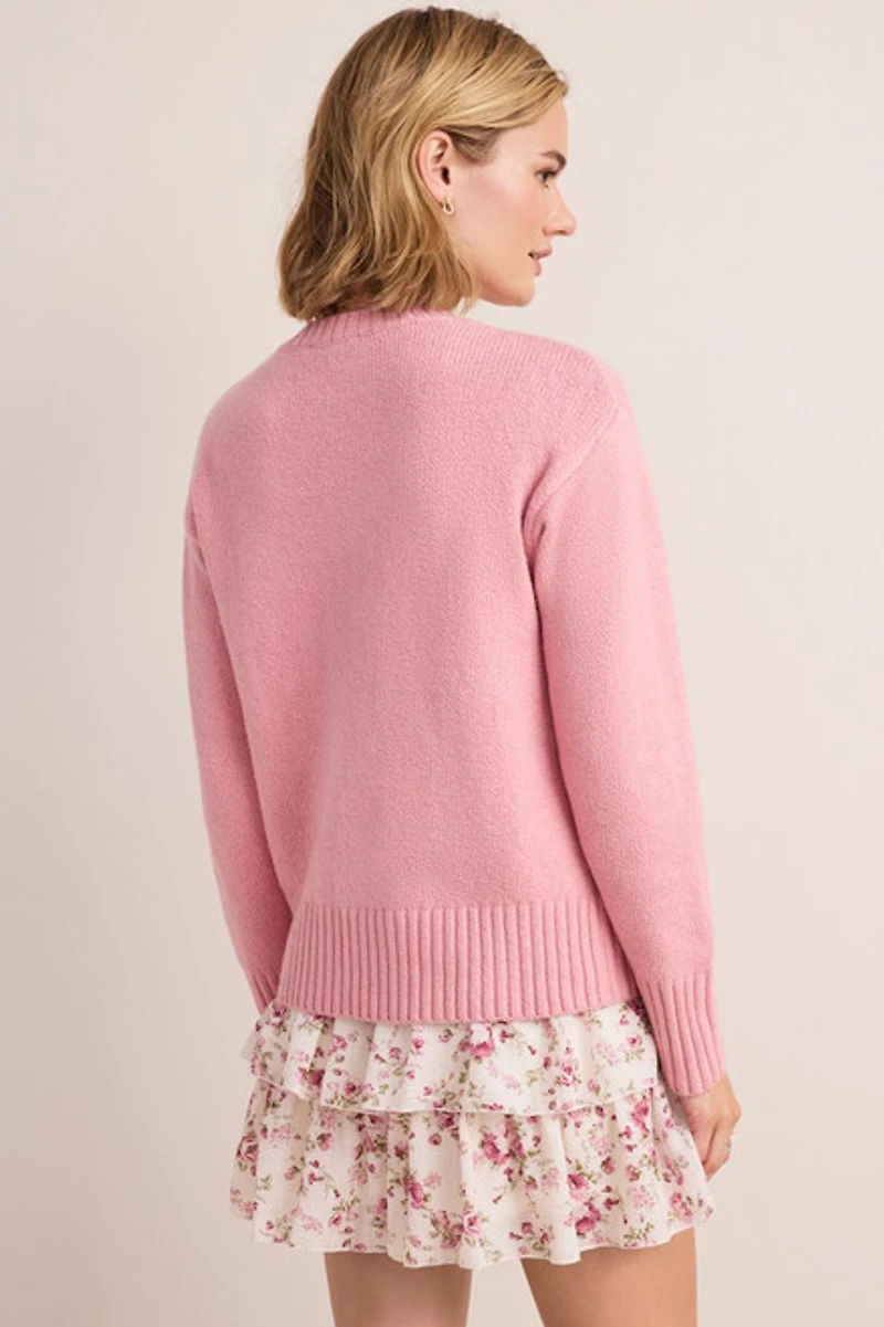 Bow Dog Graphic Pullover Sweater
