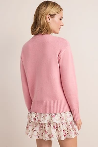 Bow Dog Graphic Pullover Sweater