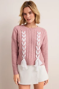 Helena Lace Up Pullover Sweater
