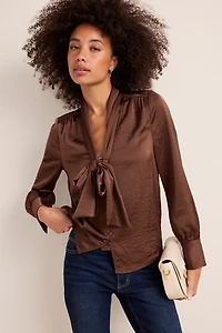 Greta Satin Tie Neck Blouse