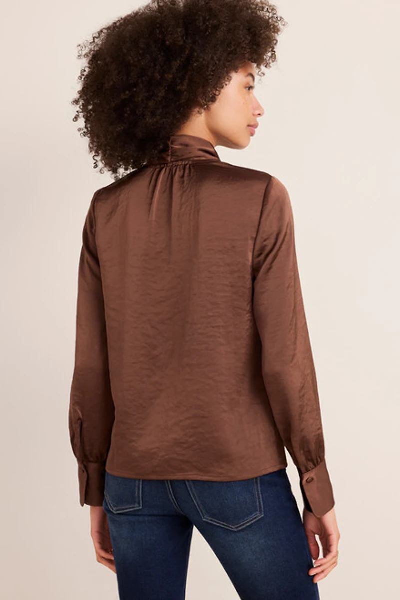 Greta Satin Tie Neck Blouse