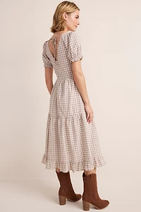 Jodie Plaid Tiered Midi Dress