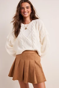 Patrica Cable Knit Fringe Pullover Sweater