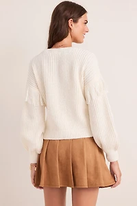 Patrica Cable Knit Fringe Pullover Sweater