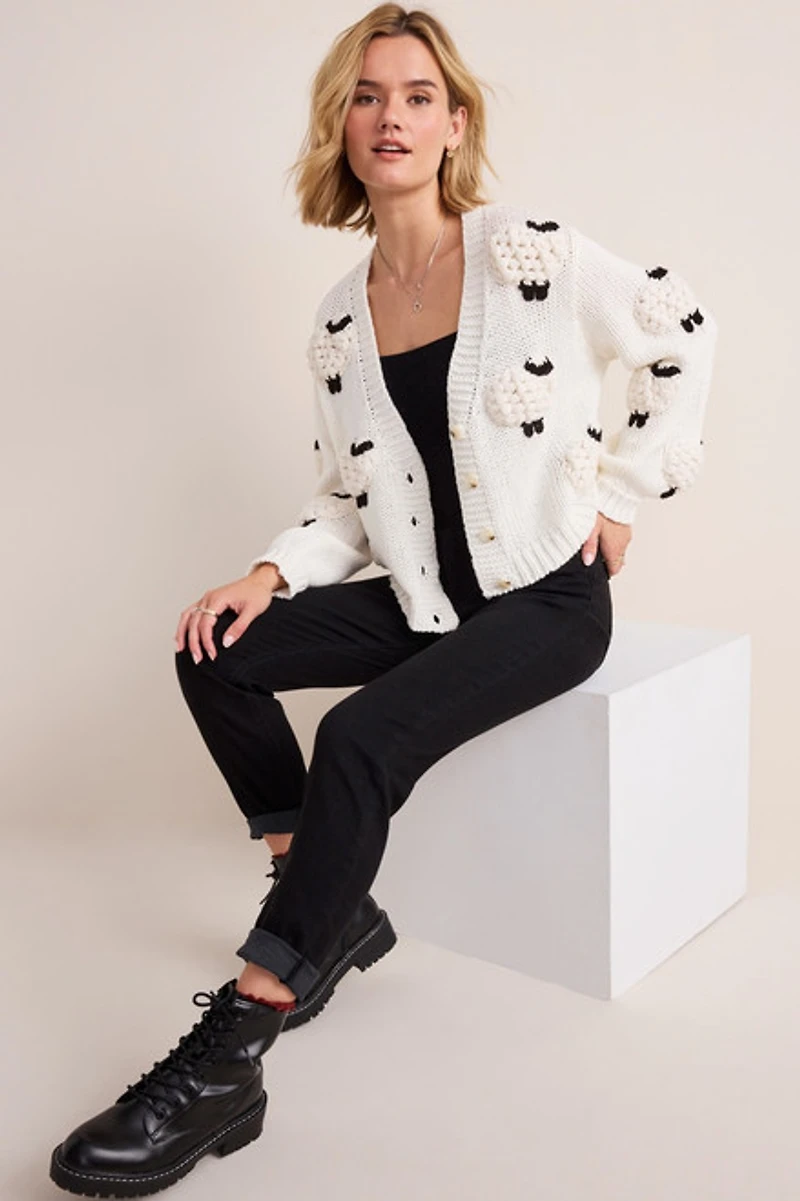 Sheep Button Front Cardigan