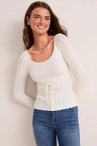 Bianca Scoop Neck Ribbed Knit Sweater