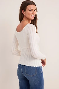 Bianca Scoop Neck Ribbed Knit Sweater