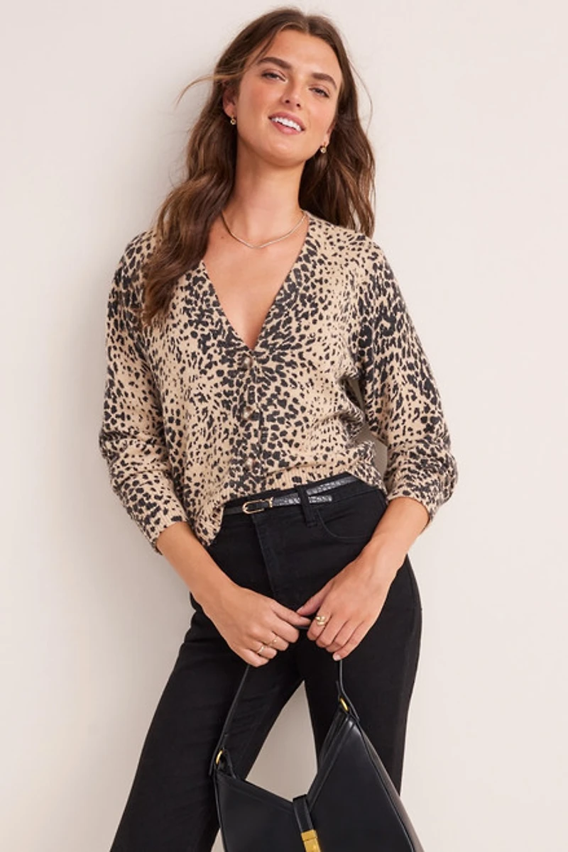 Dianna Leopard Print Cardigan