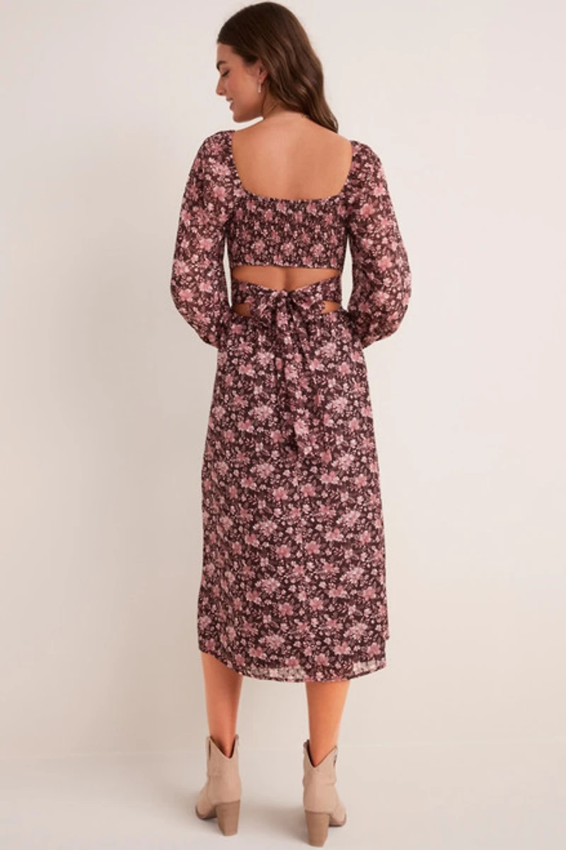 Paige Long Sleeve Floral Midi Dress