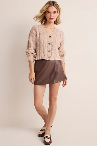Kristy Faux Leather Wrap Skort