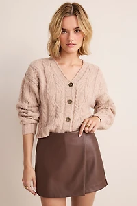 Kristy Faux Leather Wrap Skort