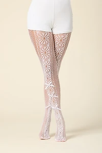 Layla Floral Lace Tights with Bows