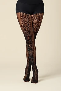 Layla Floral Lace Tights with Bows