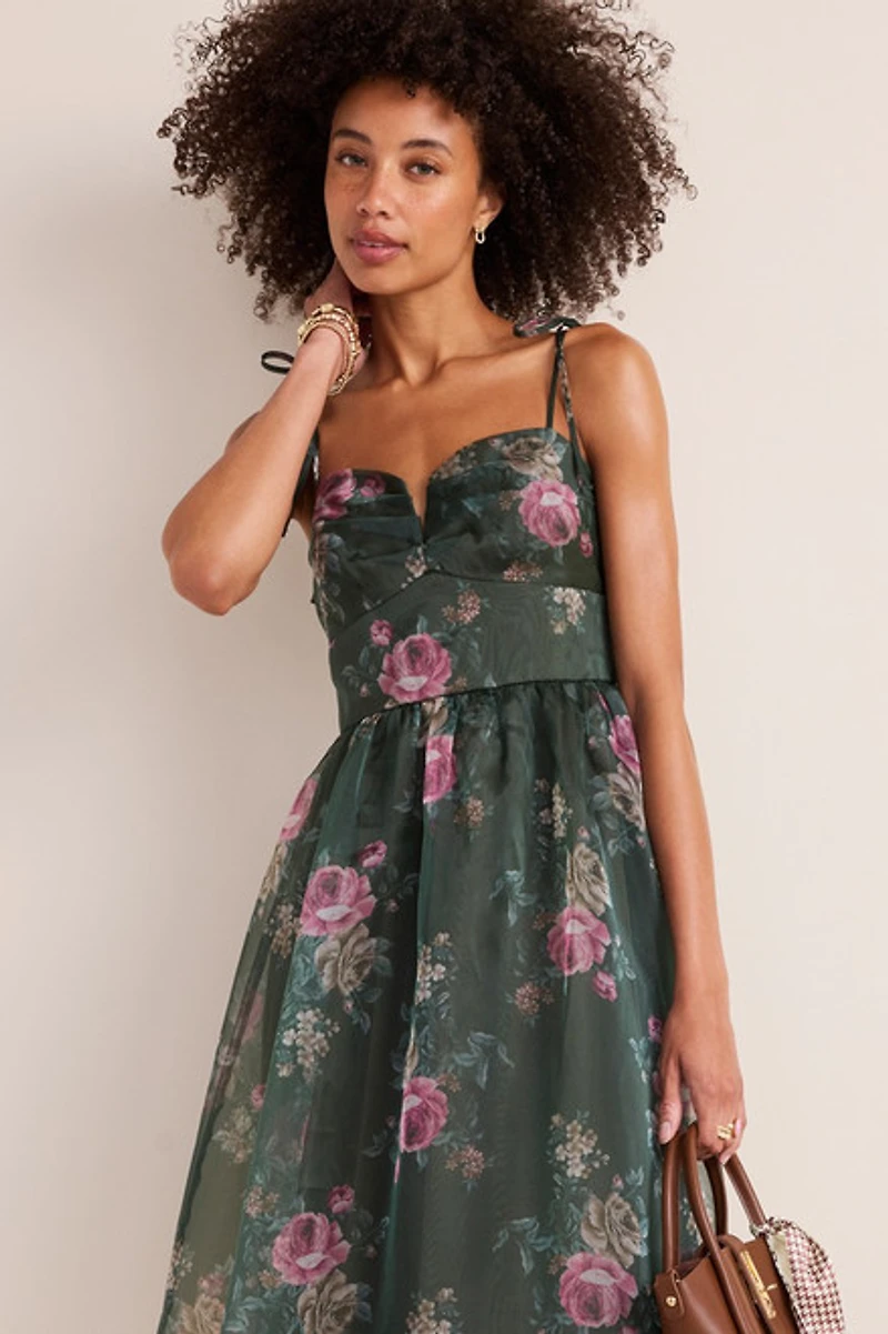 Katy Floral Tulle Midi Dress