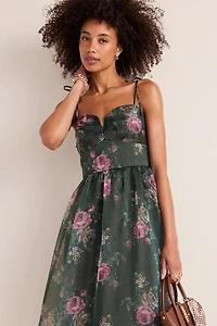 Katy Floral Tulle Midi Dress