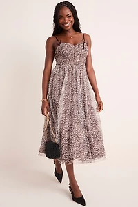 Serena Leopard Tulle Midi Dress