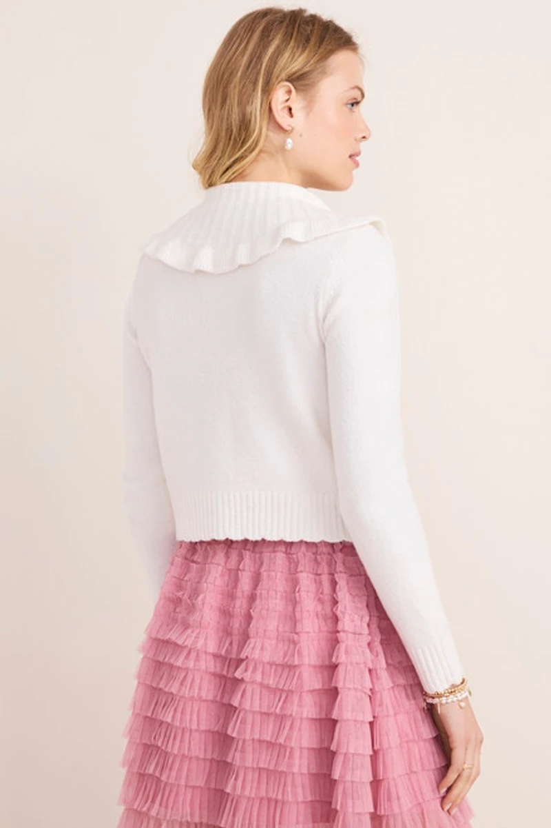 Beth Ruffle Collar Knit Cardigan