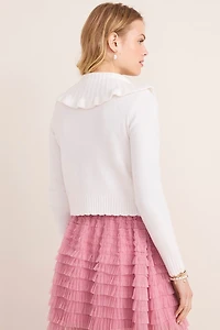 Beth Ruffle Collar Knit Cardigan