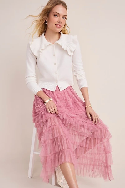 Shelly Tiered Ruffle Tulle Midi Skirt