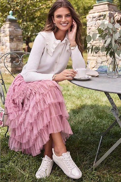 Shelly Tiered Ruffle Tulle Midi Skirt