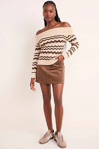 Sharron Off the Shoulder Stripe Sweater