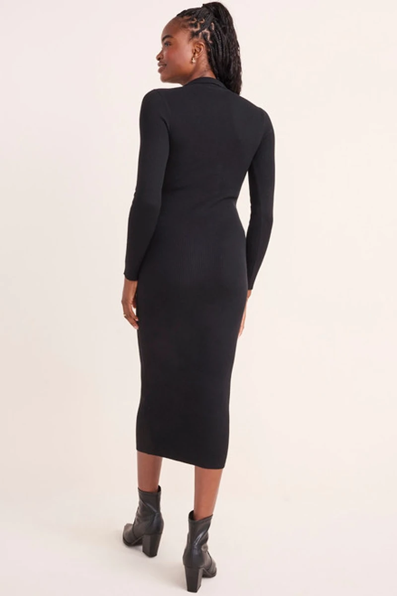 Selena Collared Ribbed Midi Dress