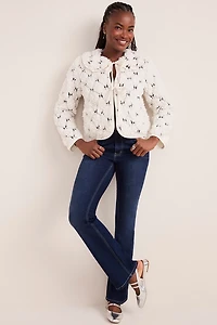 Sophia Bow Embroidered Teddy Jacket