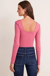 yummi by francesca's Long Sleeve Rose Bodysuit