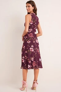Samantha High Neck Floral Mesh Midi Dress