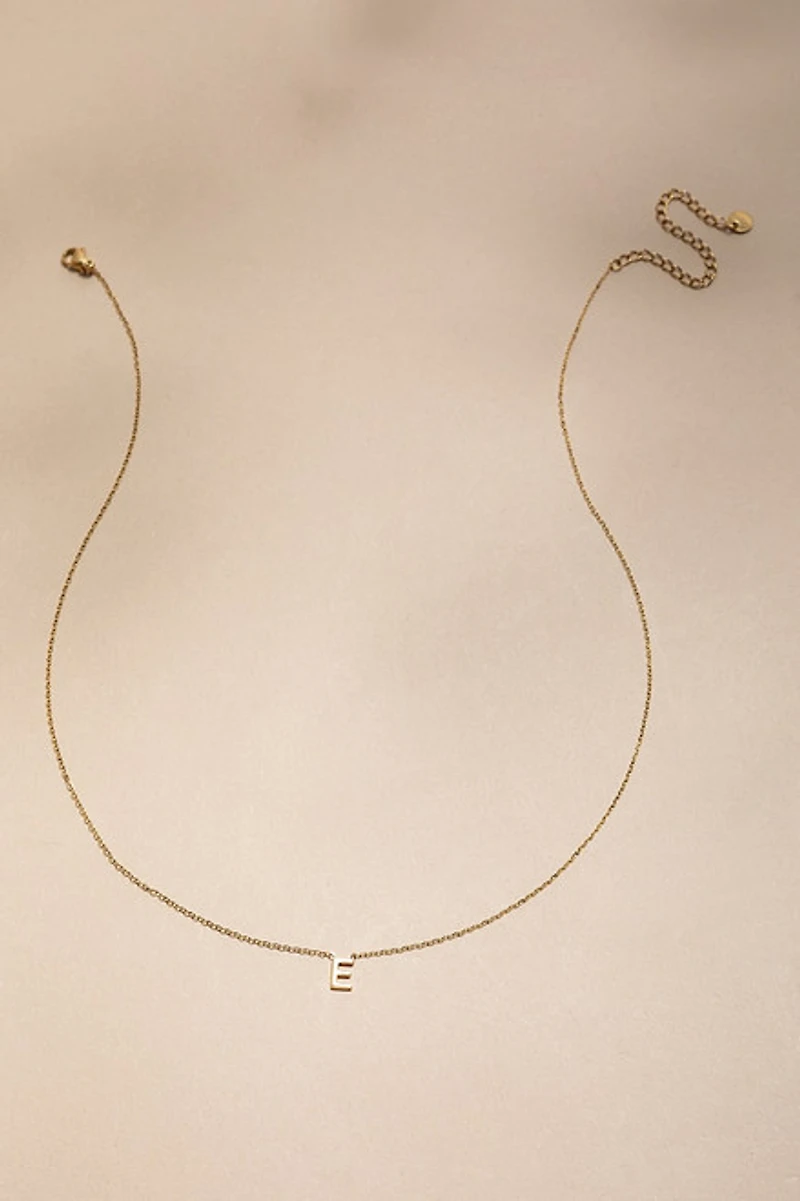 E Initial Stainless Steel Pendant Necklace