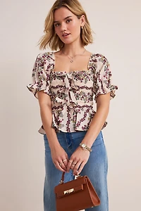 Carol Smocket Floral Blouse