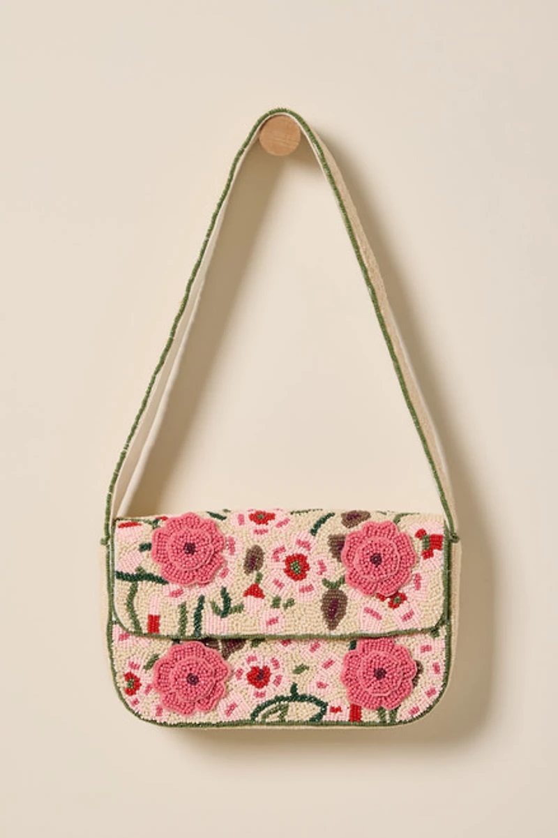 Greta Floral Beaded Shoulder Bag