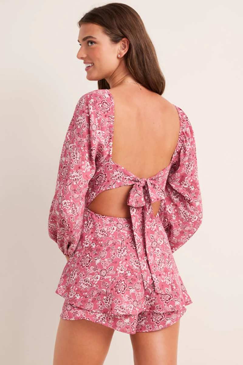 Joan Bow Back Long Sleeve Romper