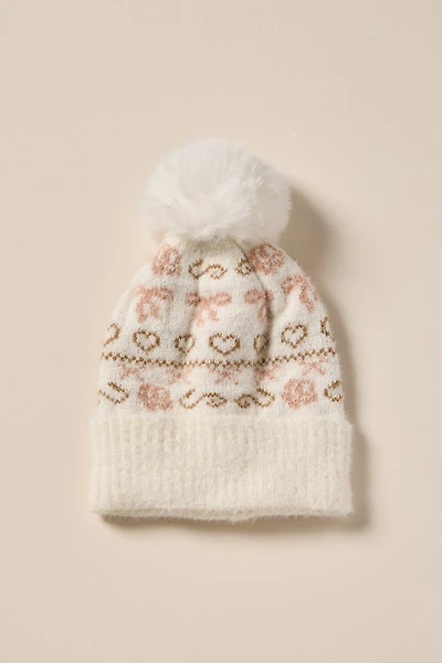 Irene Heart Fairisle Pom Pom Beanie