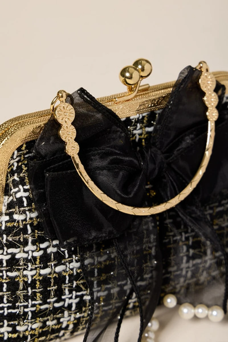 Jessie Tweed Bow Clutch