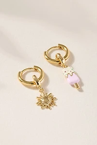 Huggie Hoop Charm Earring Base Gold