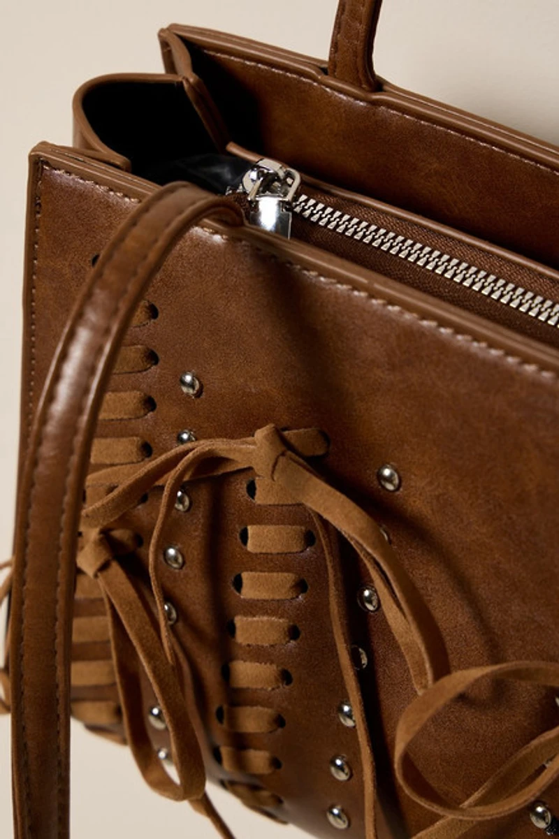 Sandra Lace Up Studded Shoulder Bag