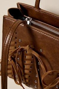 Sandra Lace Up Studded Shoulder Bag