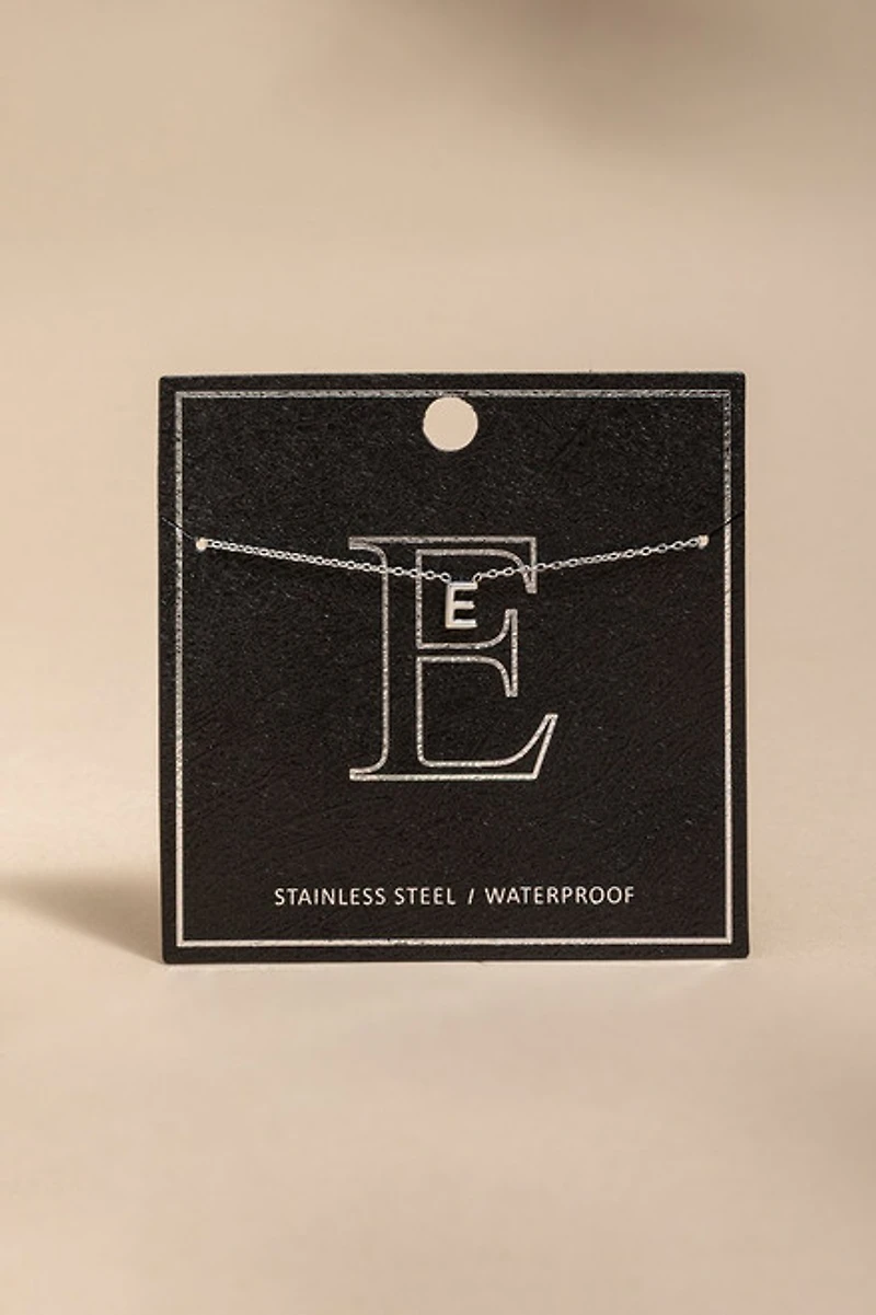 E Initial Stainless Steel Pendant Necklace Silver