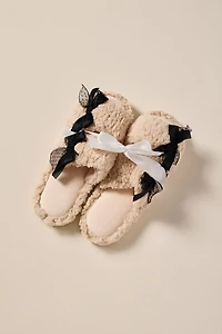 Coutney Bow Detail Sherpa Slippers