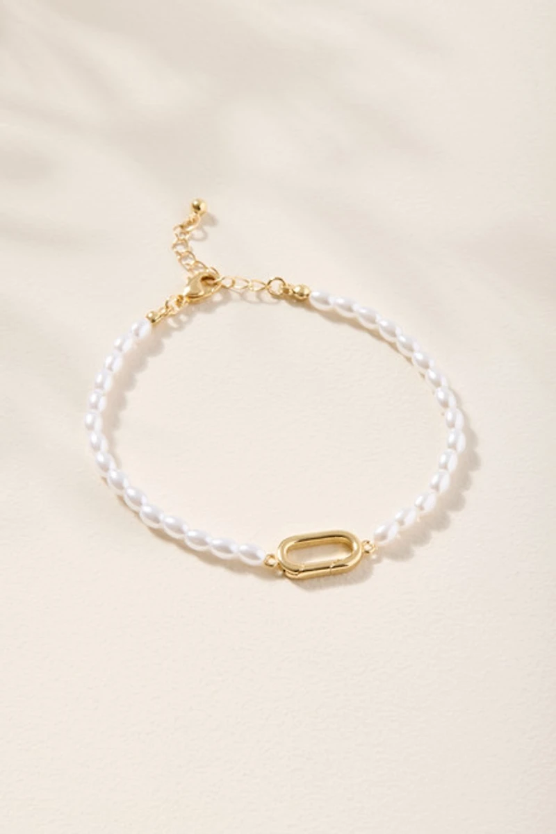 Pearl Cluster Charm Bracelet Base Gold
