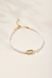 Pearl Cluster Charm Bracelet Base Gold
