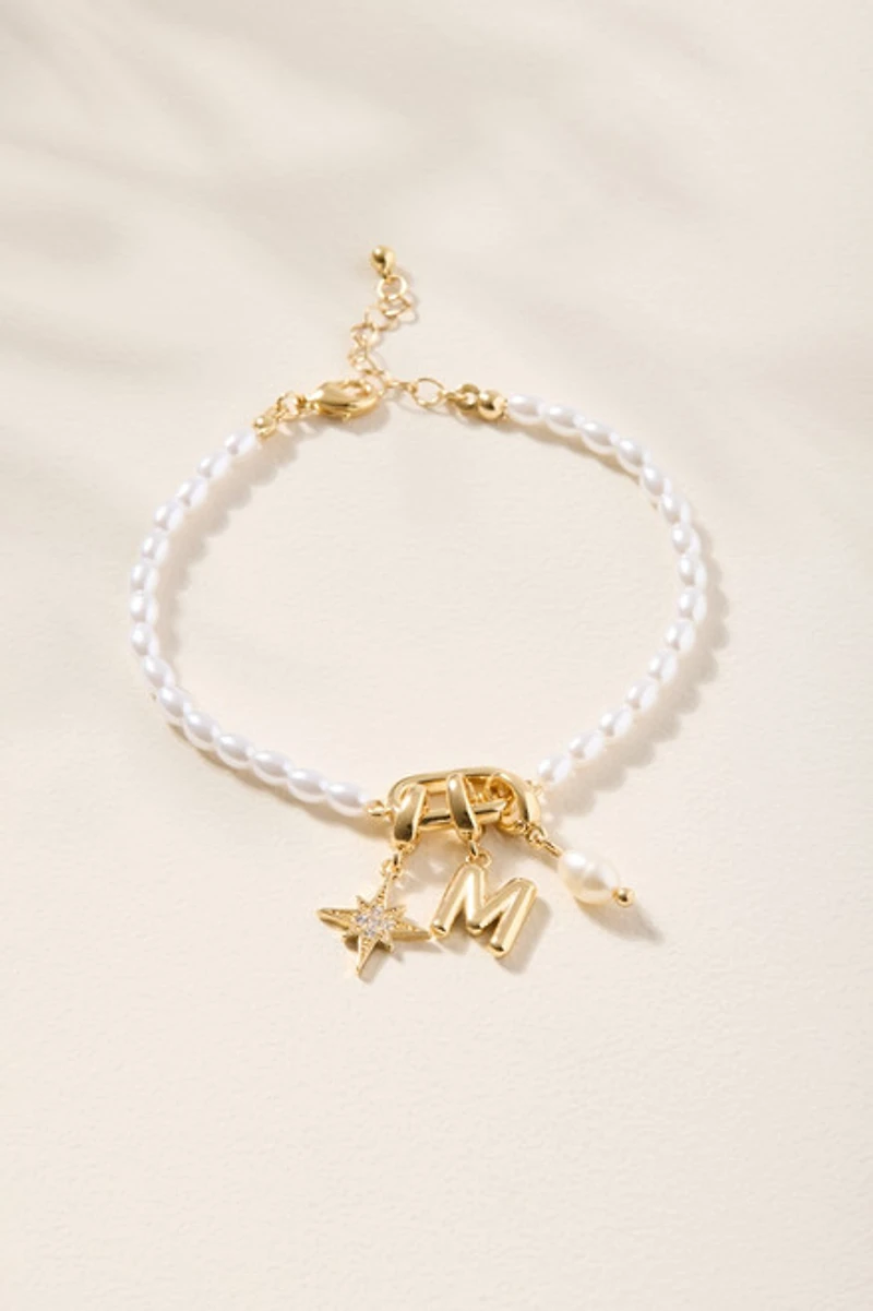 Pearl Cluster Charm Bracelet Base Gold