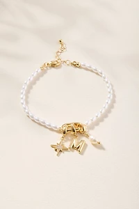 Pearl Cluster Charm Bracelet Base Gold