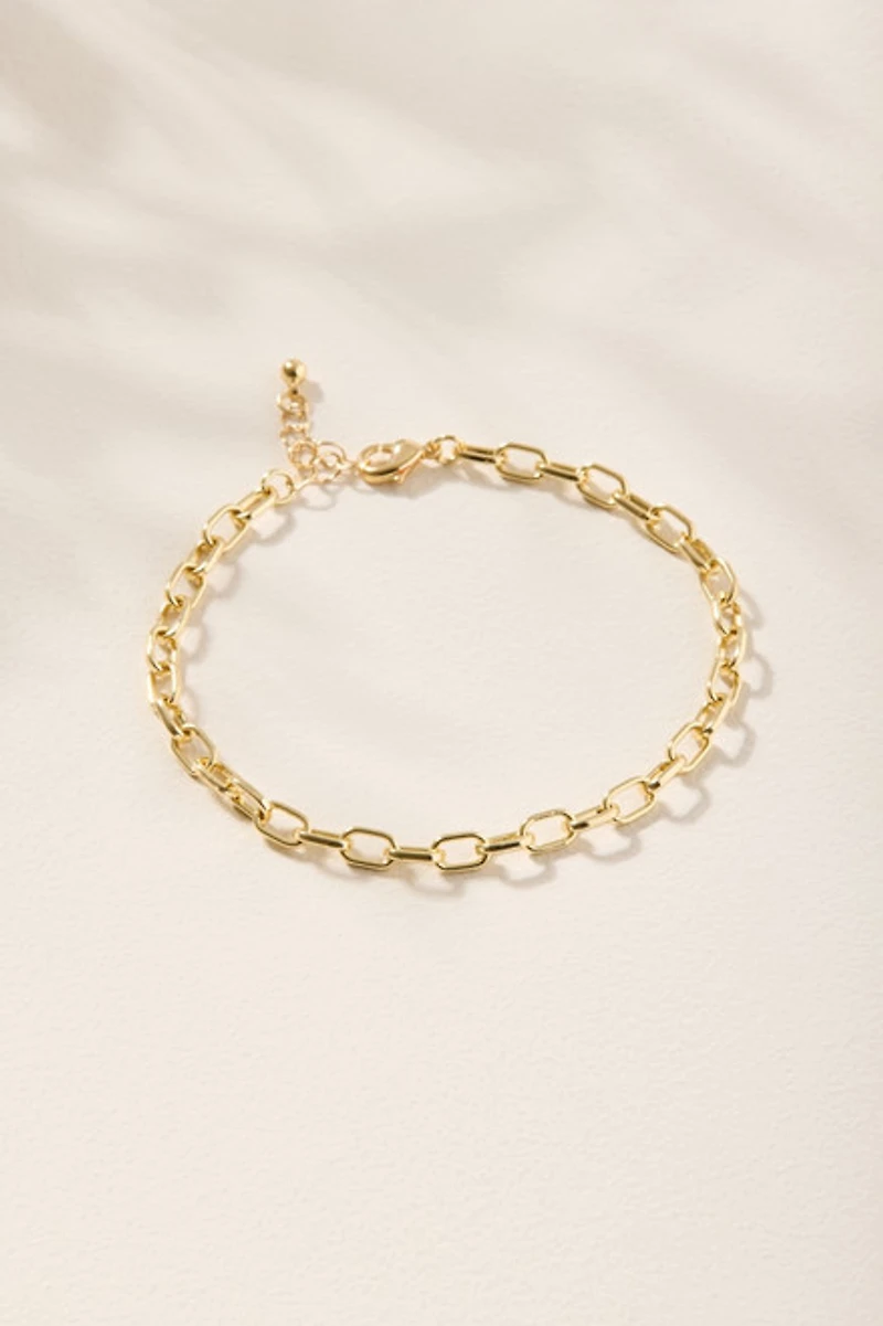 Paperclip Chain Charm Bracelet Base Gold