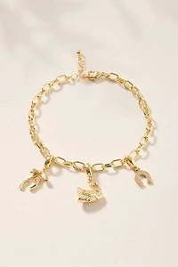 Paperclip Chain Charm Bracelet Base Gold